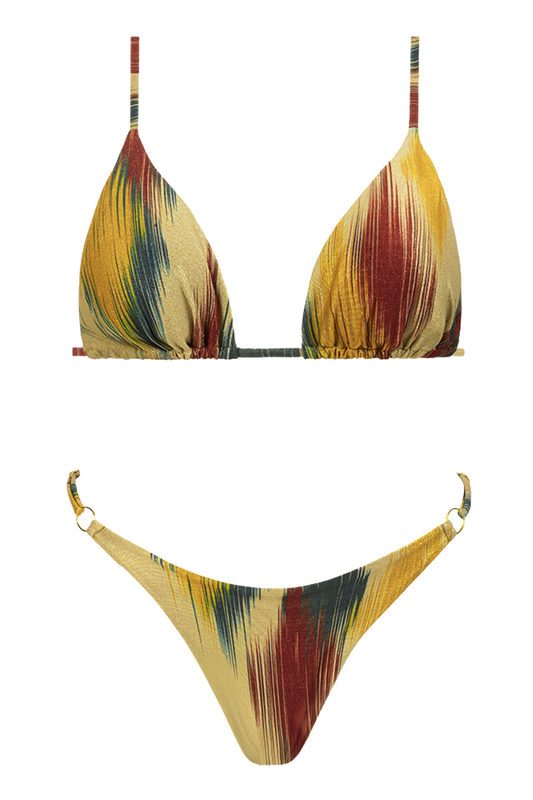 GUILIA/ FLORA - PANTY - BEIGE HOJAS  AZULES Y VERDES