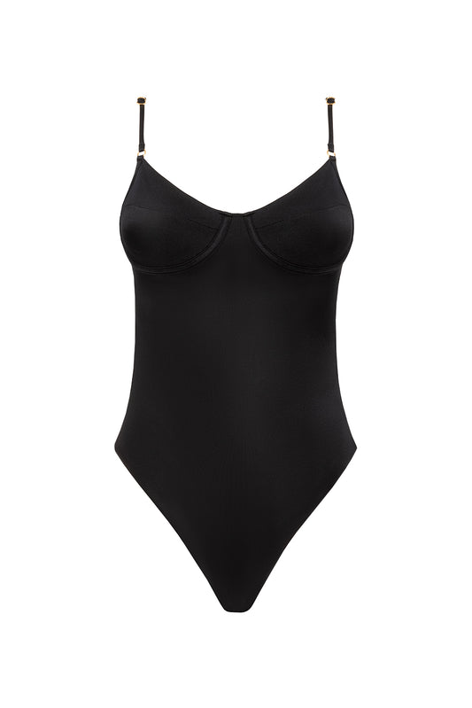 CHIARA / SHINE -  ENTERIZO - NEGRO SHINE